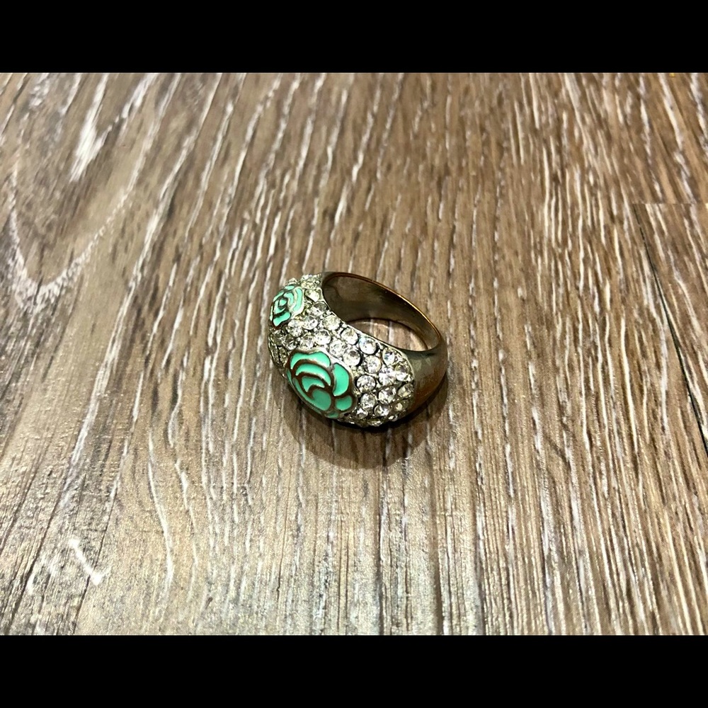 Silver Ring with Turquoise Roses